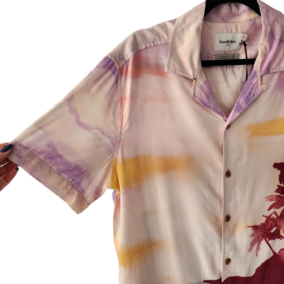 Goodfellow & Co rayon button-down short sleeve shirt sunset and palms tr… - Picture 5 of 7